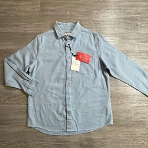 Sunday Joe Mens Performance Button Down Shirt Pacific Blue WLS04 Modern  S NEW